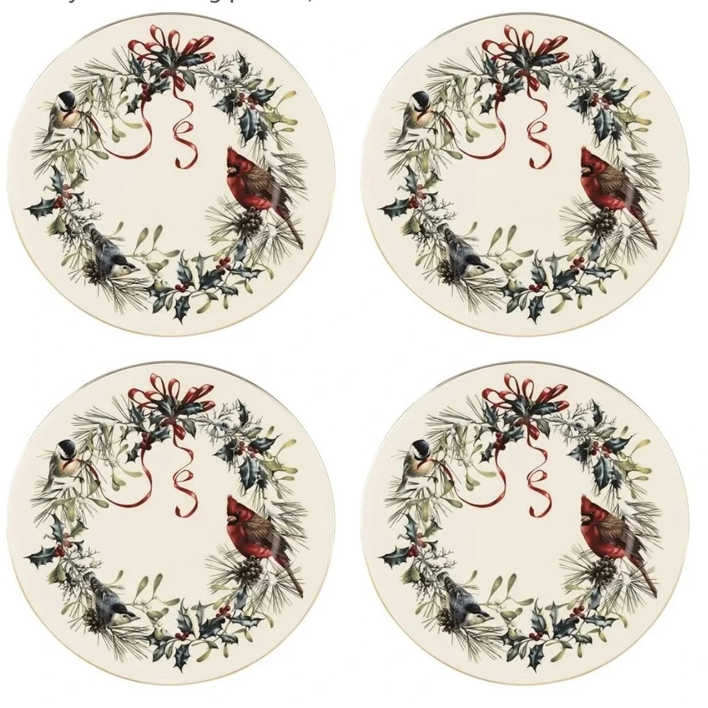 Lenox Winter Greetings Dinner Plates Set of 4 Catherine McClung Porcelain 897091